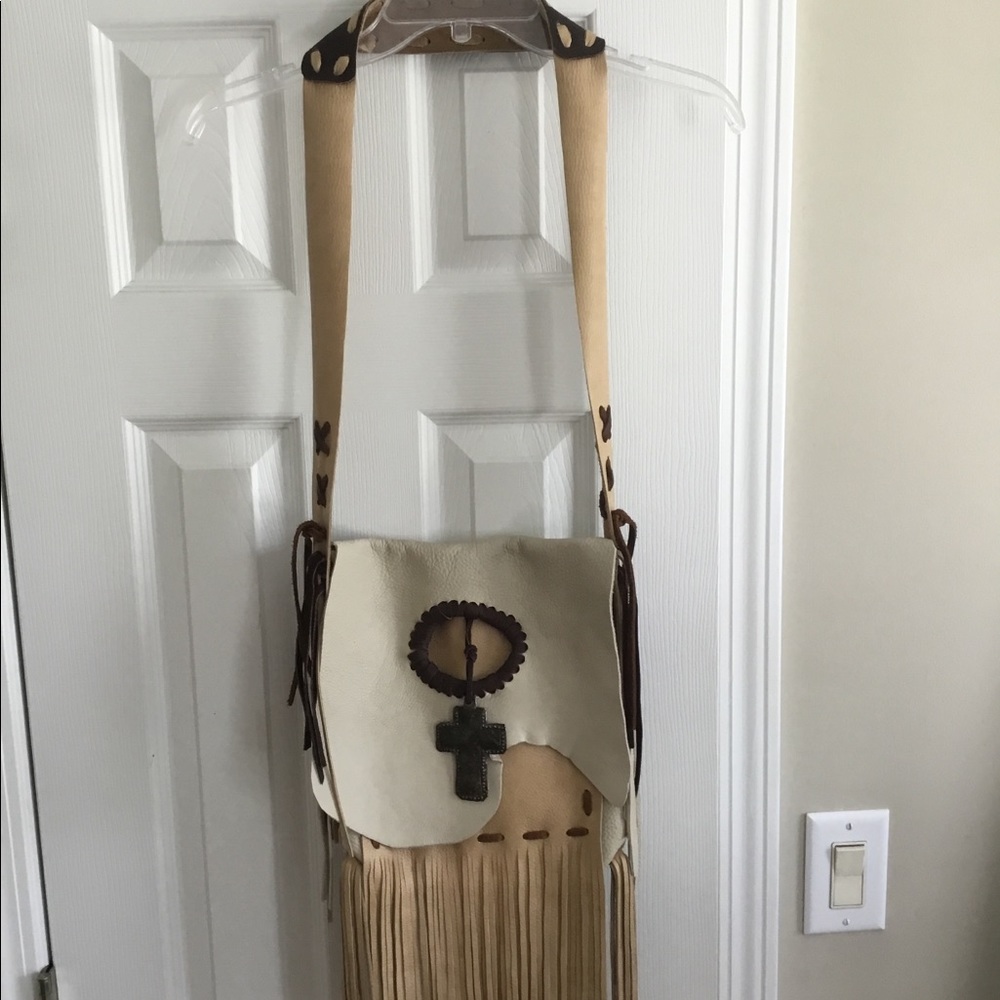 Handmade leather fringe purse